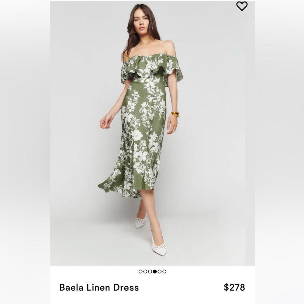 Reformation Baela Linen Dress in Willow floral print